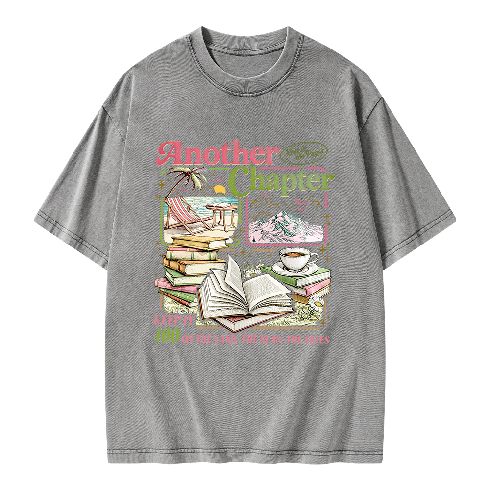 Pagewings One More Chapter Bookish Unisex Washed T-shirt