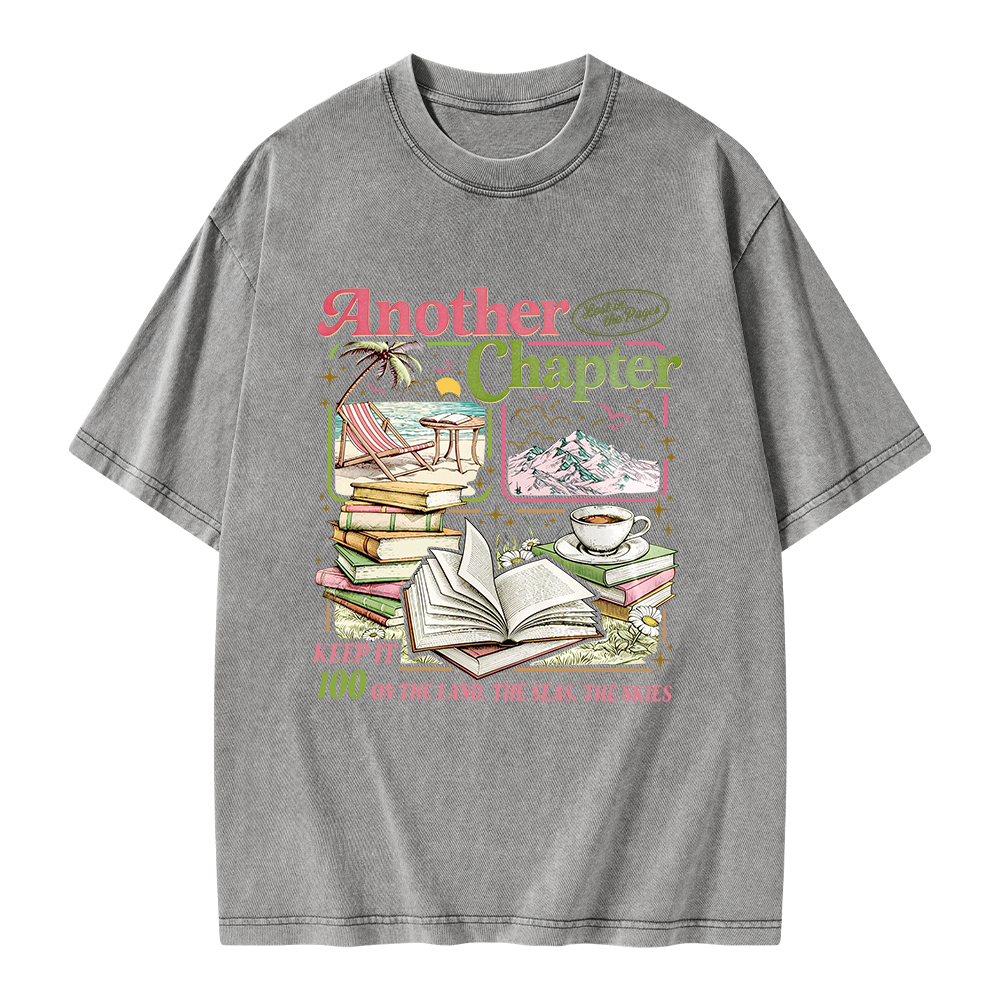 Pagewings One More Chapter Bookish Unisex Washed T-shirt