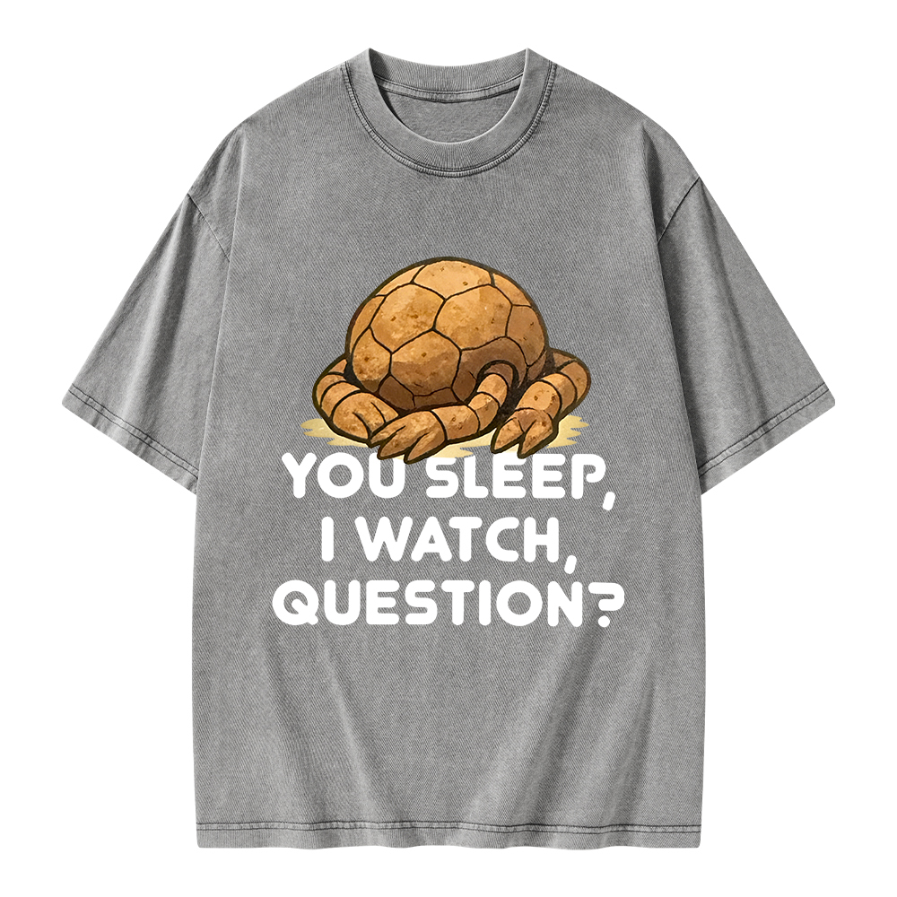 Pagewings You Sleep I Watch Question Unisex Washed T-shirt