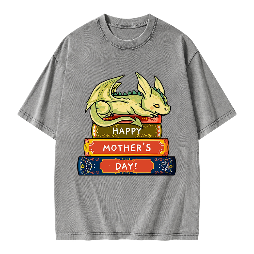 Pagewings Book Dragon Happy Mother's Day Unisex Washed T-shirt