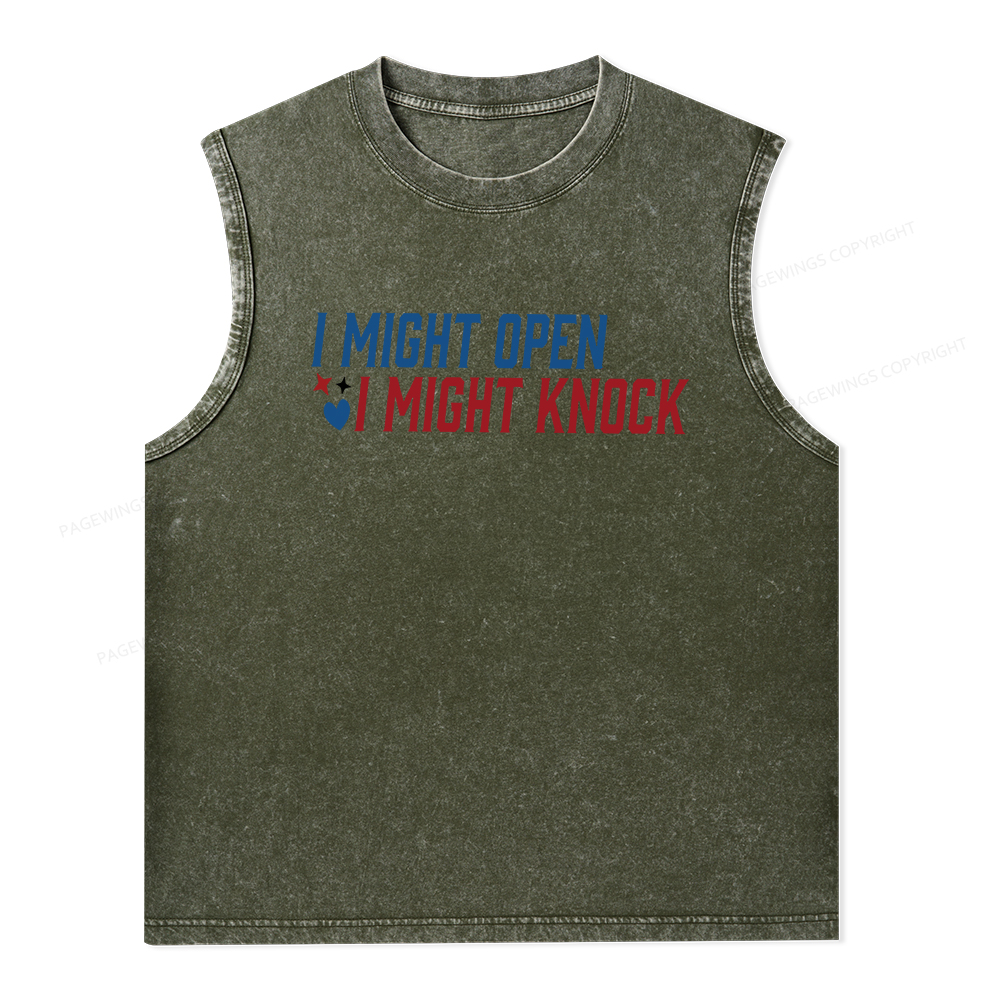 Pagewings I Might Knock Unisex Washed Tank Top