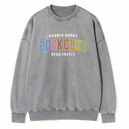 Pagewings Banned Book Book Club Unisex Washed Sweatshirt