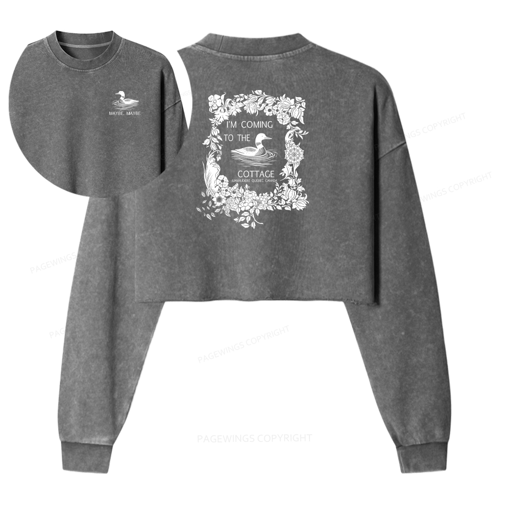 Pagewings I'm Coming To The Cottage Washed Crop Sweatshirt