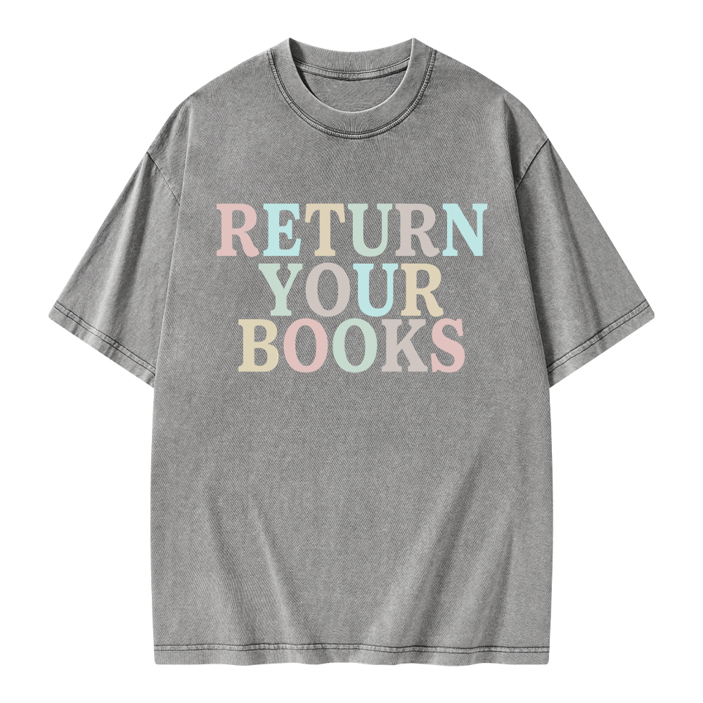 Pagewings Return Your Books Library Unisex Washed T-shirt