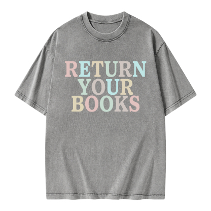 Pagewings Return Your Books Library Unisex Washed T-shirt