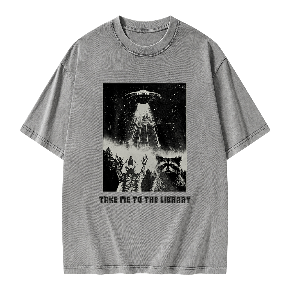 Pagewings Take Me To The Library Unisex Washed T-shirt