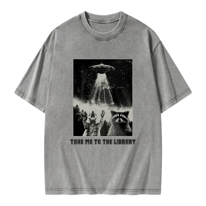 Pagewings Take Me To The Library Unisex Washed T-shirt