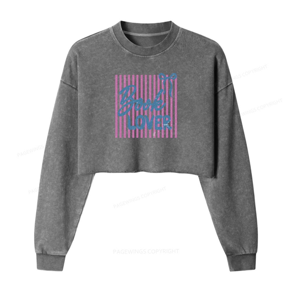 Pagewings Book Lover Washed Crop Sweatshirt