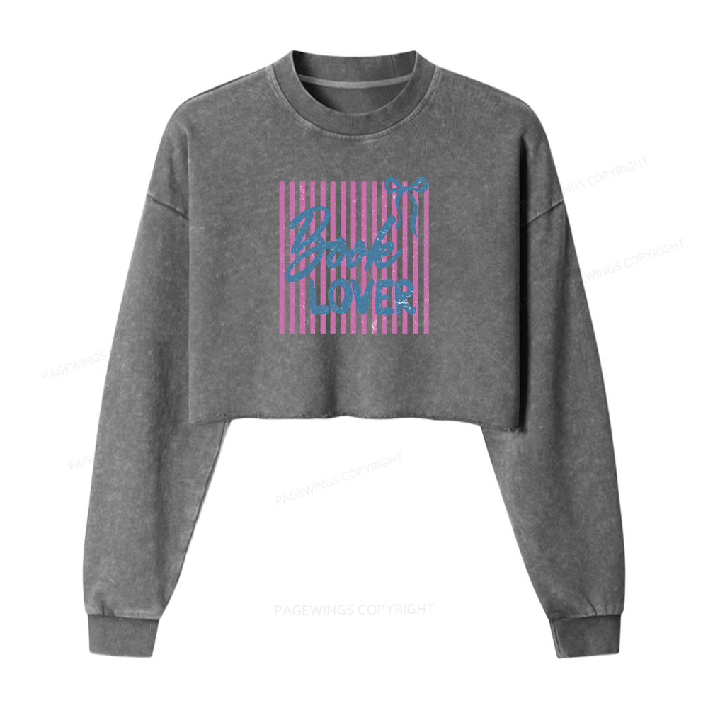 Pagewings Book Lover Washed Crop Sweatshirt