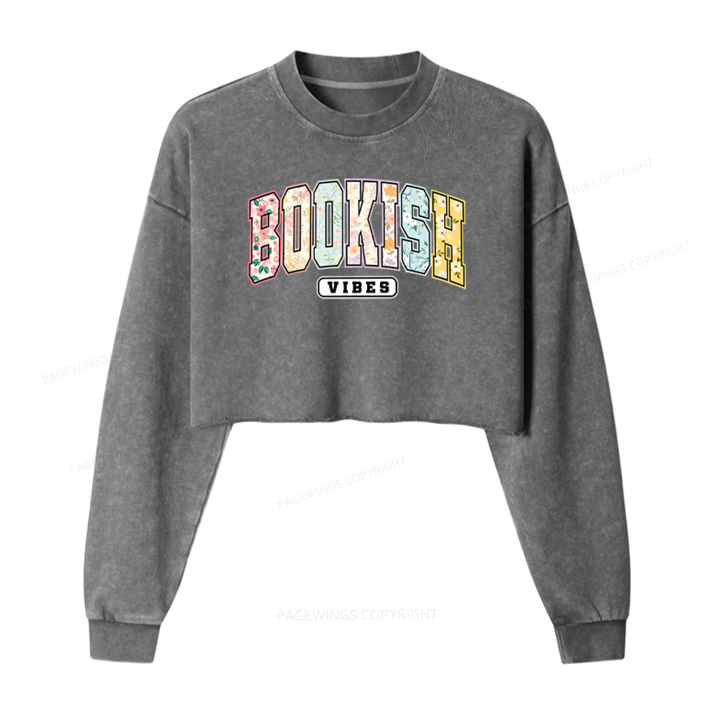 Pagewings Bookish Washed Crop Sweatshirt