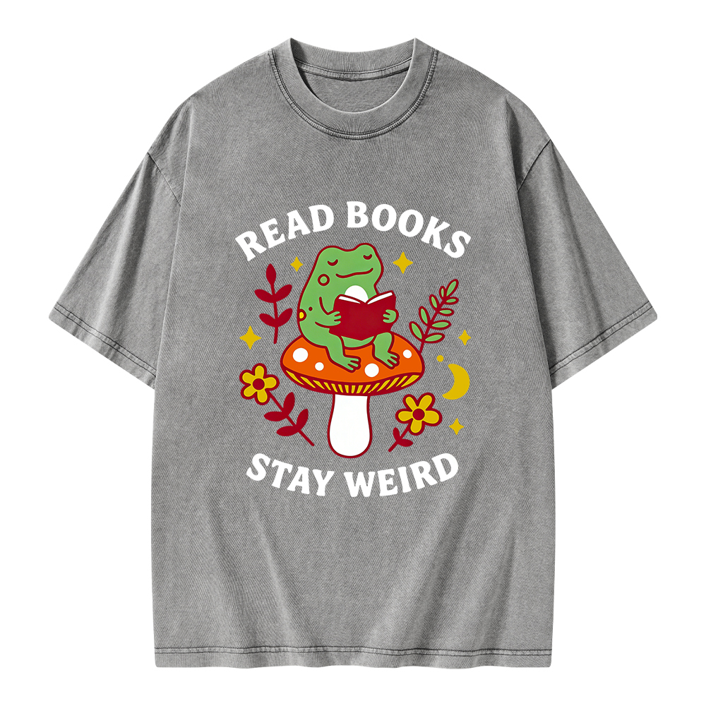 Pagewings Read Books Stay Weird Unisex Washed T-shirt