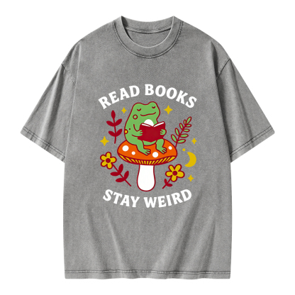 Pagewings Read Books Stay Weird Unisex Washed T-shirt