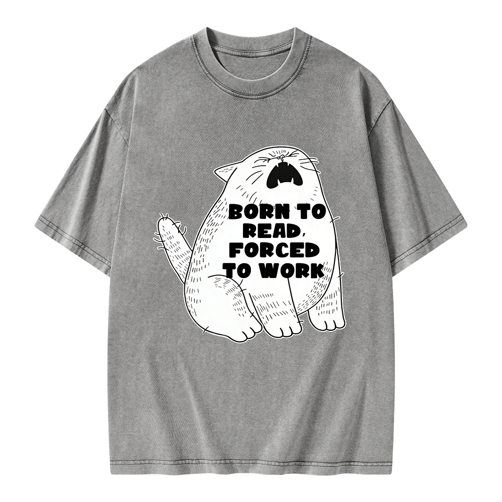 Pagewings Born To Read Forced To Work Unisex Washed T-shirt