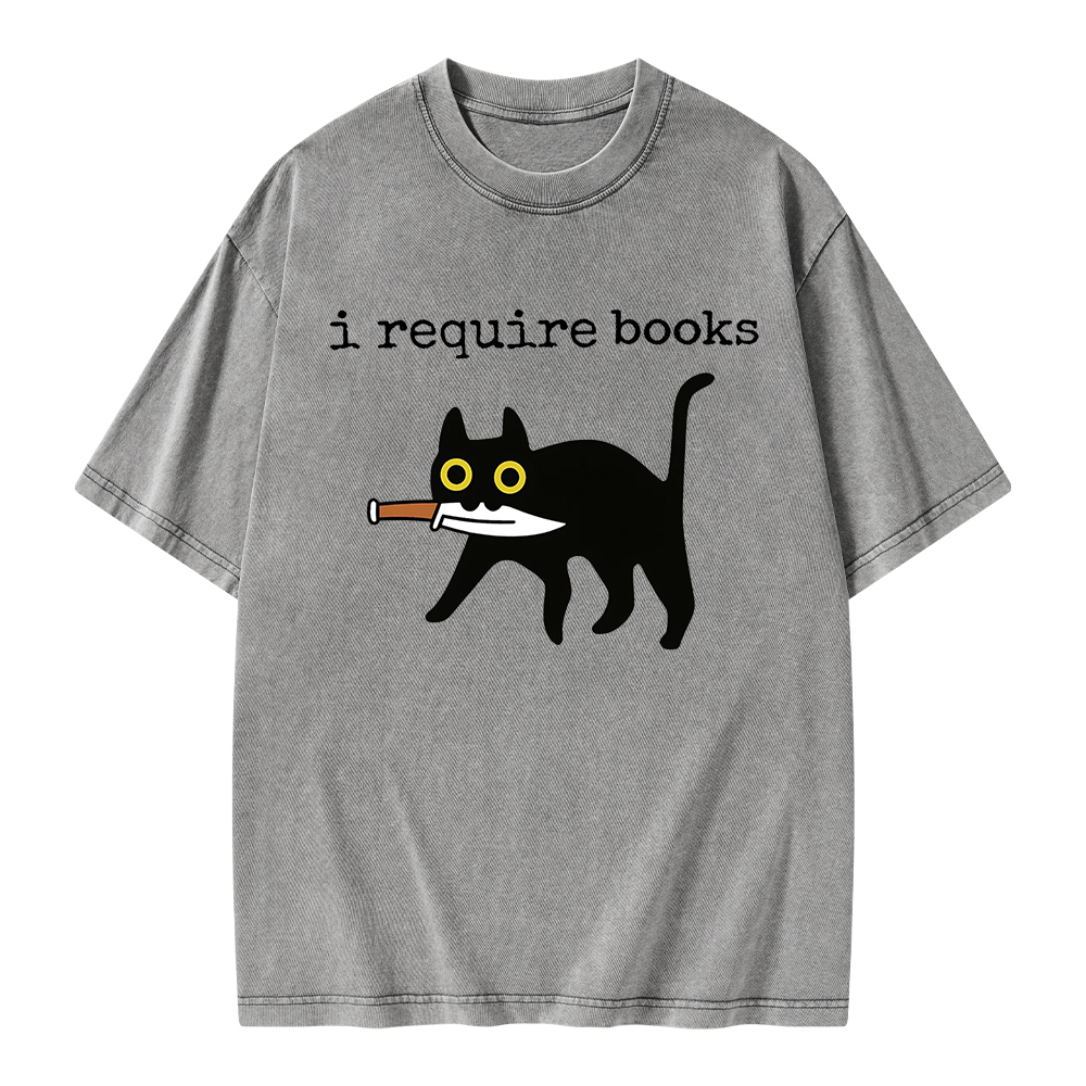 Pagewings I Require Books Unisex Washed T-shirt