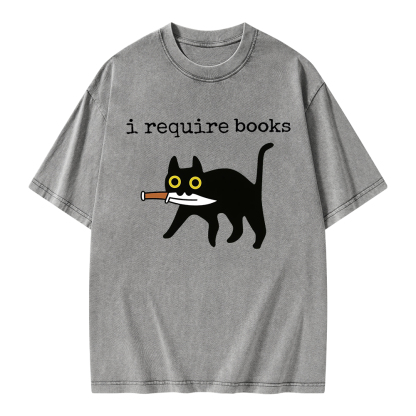 Pagewings I Require Books Unisex Washed T-shirt