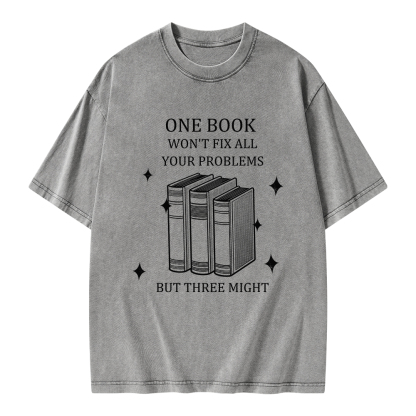 Pagewings One Book Won't Fix All Your Problems But Three Might Unisex Washed T-shirt