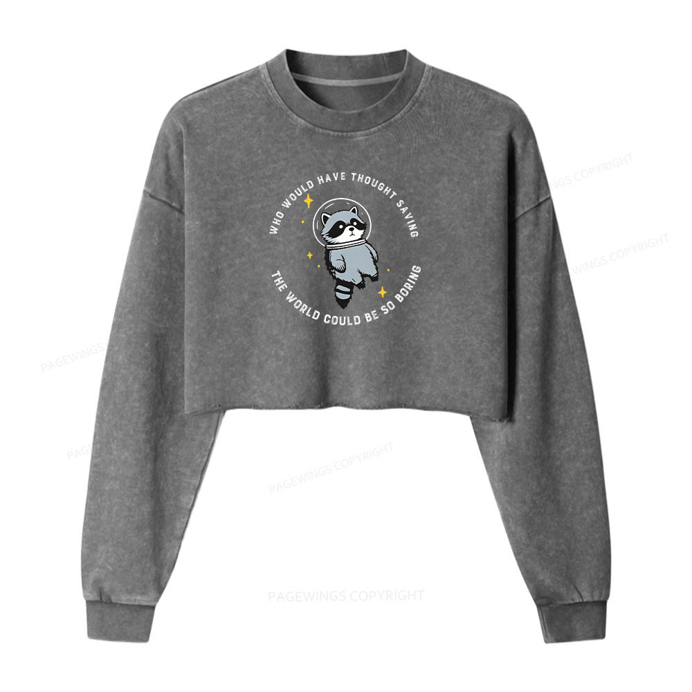 Pagewings Sci-Fi Book Lover Washed Crop Sweatshirt