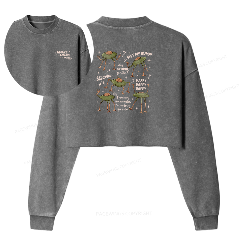 Pagewings Fantasy Bookish Rocky Amaze Washed Crop Sweatshirt