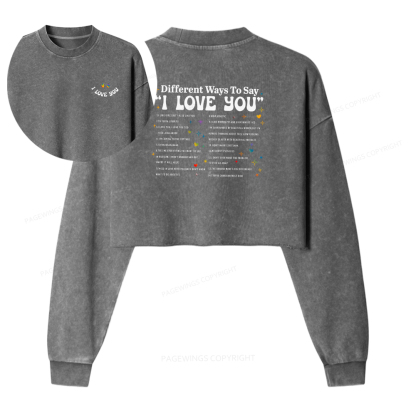Pagewings I Love You In Book Quote Washed Crop Sweatshirt