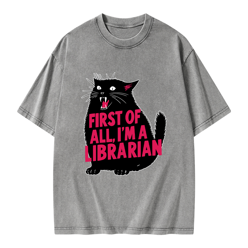 Pagewings First of All I'm a Librarian Unisex Washed T-shirt