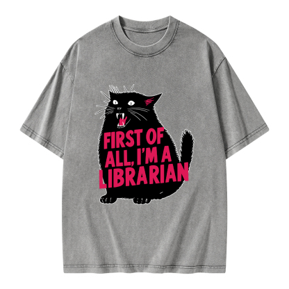 Pagewings First of All I'm a Librarian Unisex Washed T-shirt