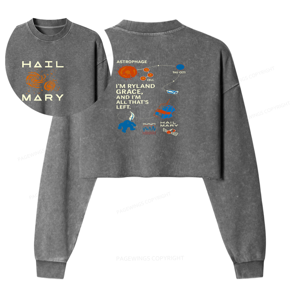 Pagewings Scifi Reader Washed Crop Sweatshirt