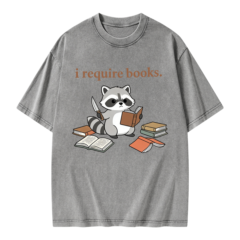 Pagewings I Require Books Unisex Washed T-shirt