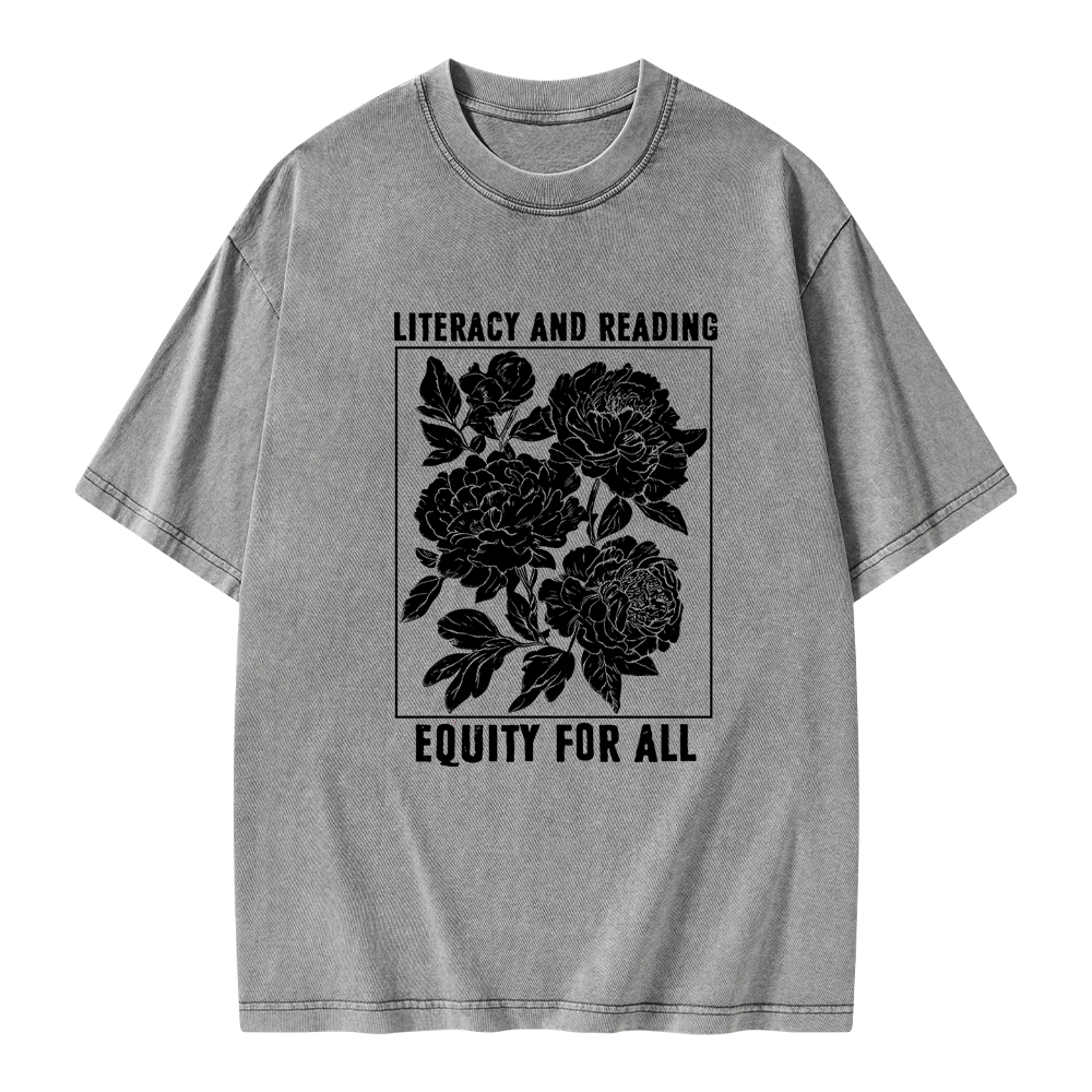 Pagewings Literacy And Reading Equity For All Unisex Washed T-shirt