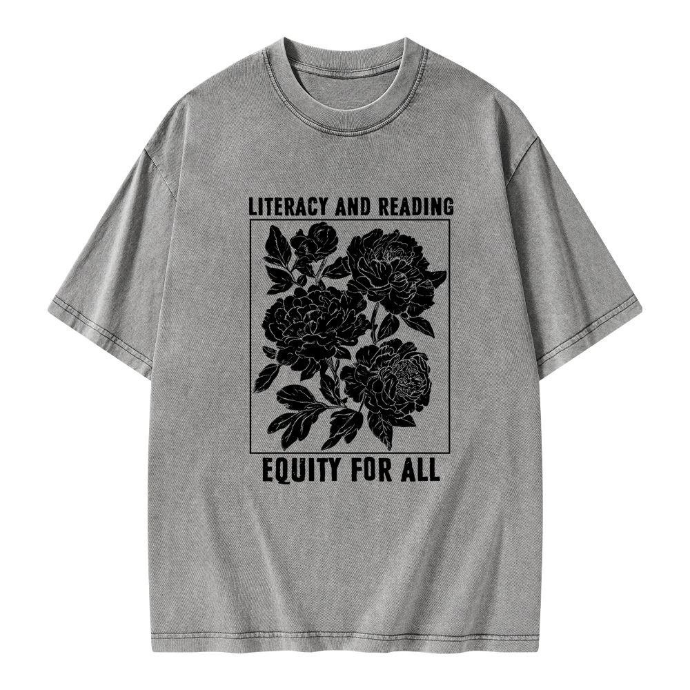 Pagewings Literacy And Reading Equity For All Unisex Washed T-shirt