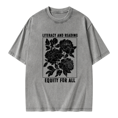 Pagewings Literacy And Reading Equity For All Unisex Washed T-shirt