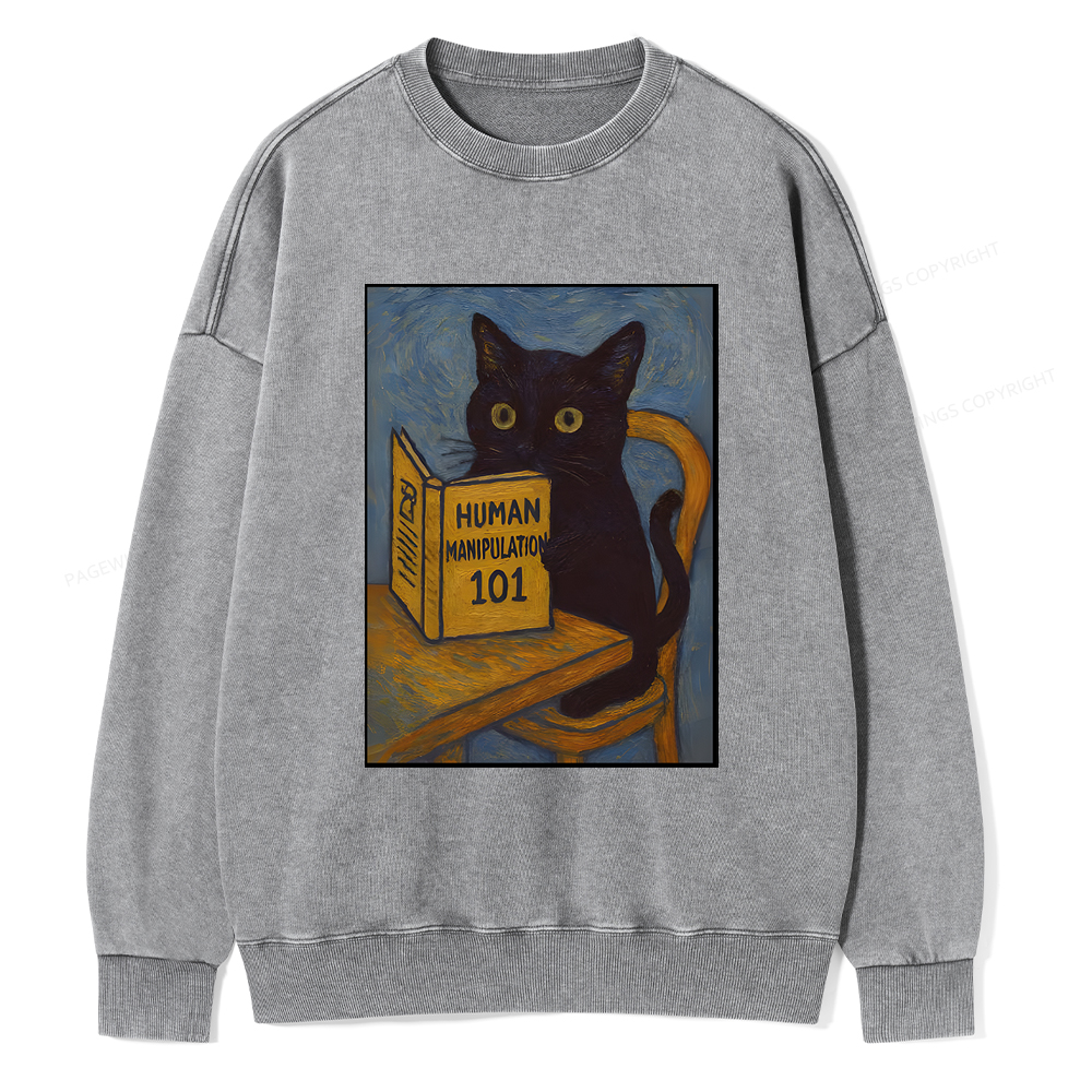 Pagewings Funny Cat Unisex Washed Sweatshirt