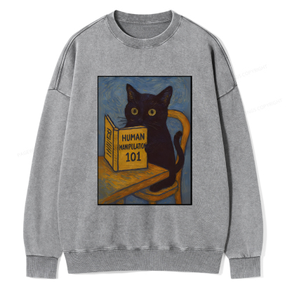 Pagewings Funny Cat Unisex Washed Sweatshirt