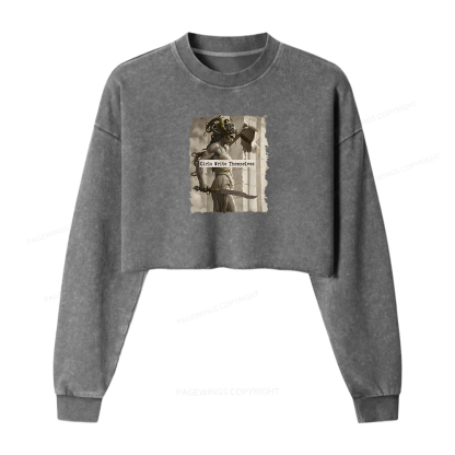 Pagewings Girls Write Themselves Washed Crop Sweatshirt