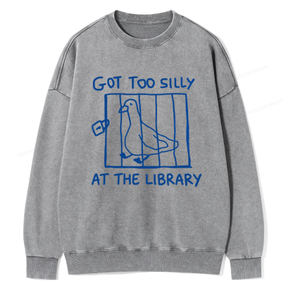 Pagewings Got Too Silly At The Library Unisex Washed Sweatshirt