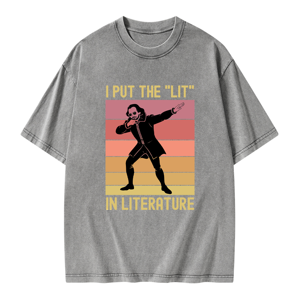 Pagewings I Put The "Lit" In Literature Unisex Washed T-shirt