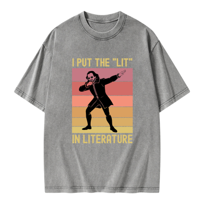 Pagewings I Put The "Lit" In Literature Unisex Washed T-shirt
