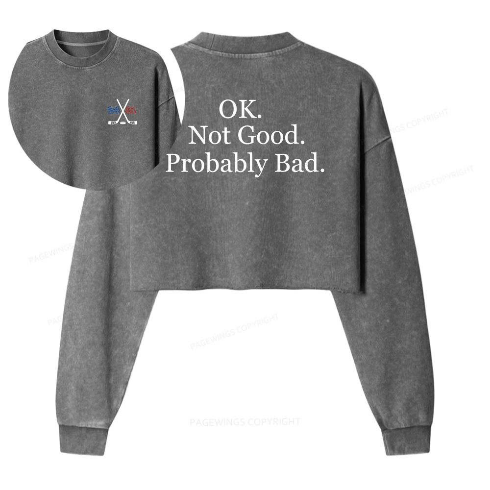 Pagewings Ok Not Good Probably Bad Washed Crop Sweatshirt
