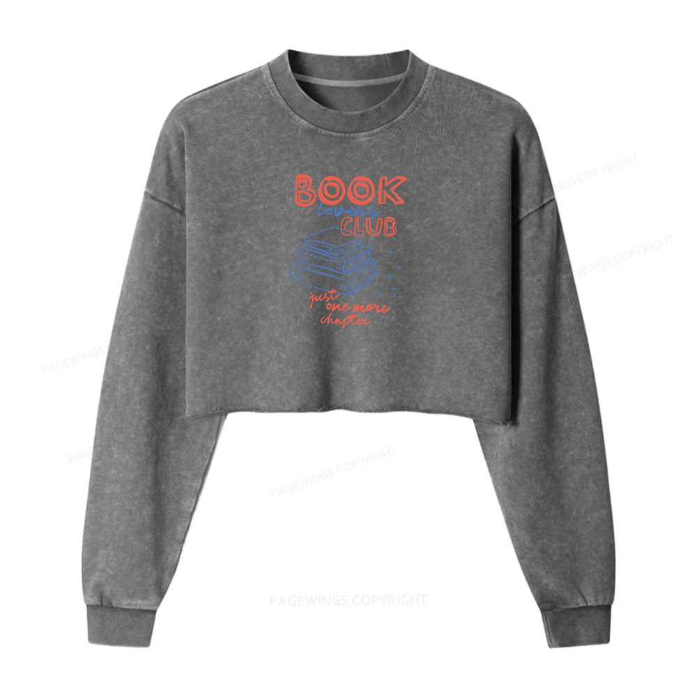 Pagewings Book Lovers Book Club Washed Crop Sweatshirt