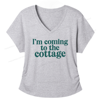 Pagewings I'm Coming To The Cottage Soft Women's Modal V-neck T-shirt  