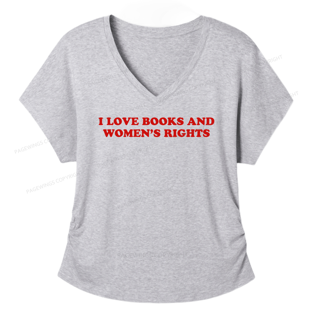Pagewings I Love Books And Women's Rights Soft Women's Modal V-neck T-shirt  
