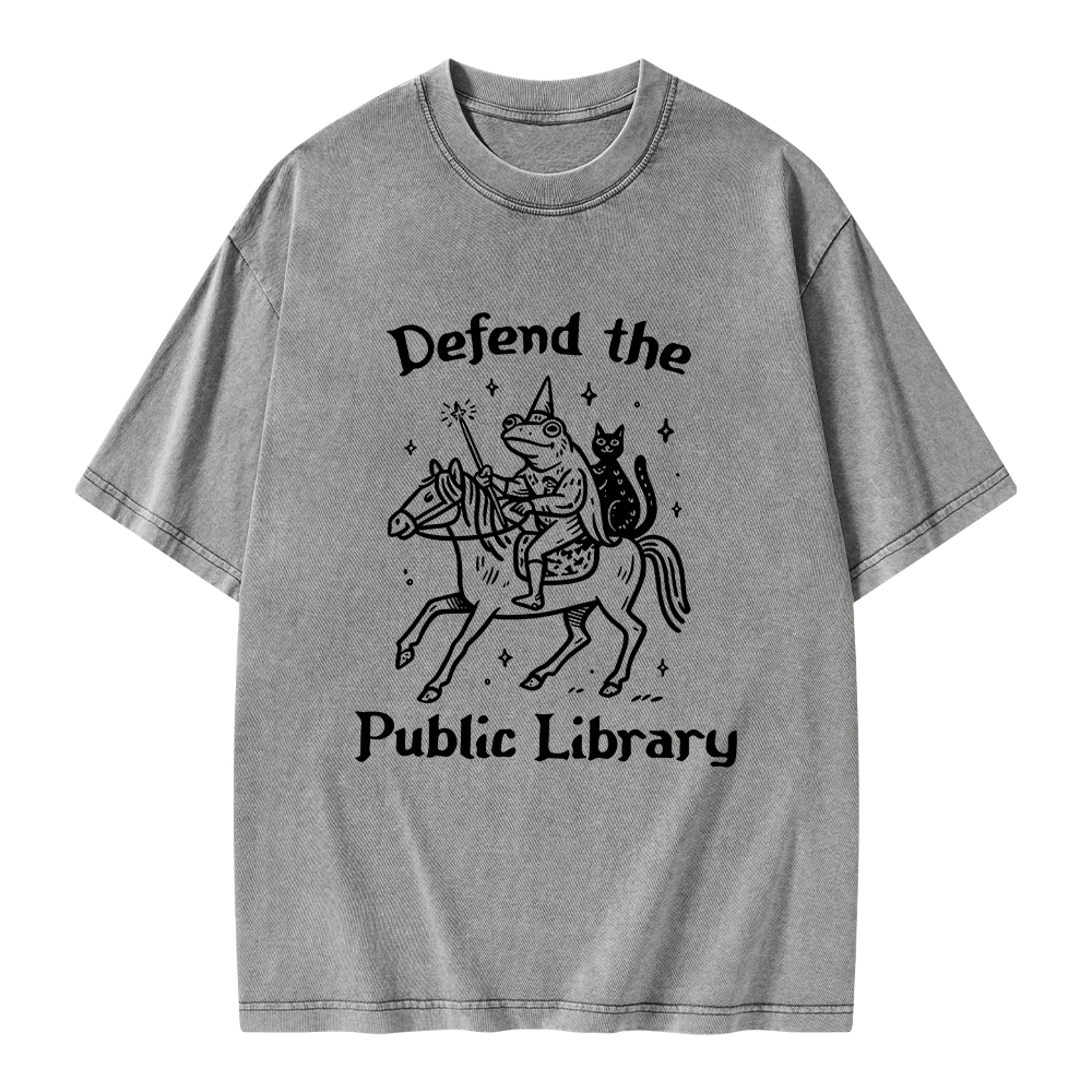 Pagewings Defend The Public Library Unisex Washed T-shirt