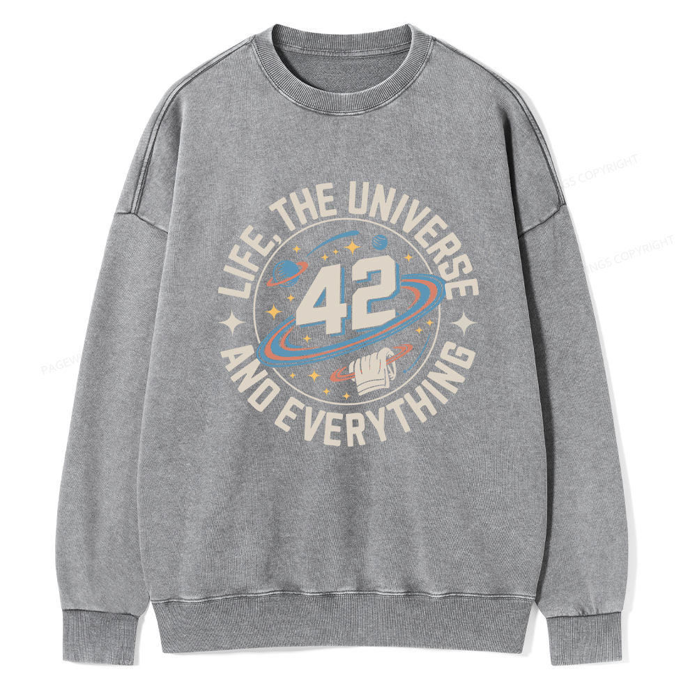 Pagewings Life The Universe And Everything Unisex Washed Sweatshirt