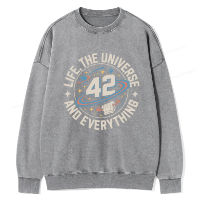 Pagewings Life The Universe And Everything Unisex Washed Sweatshirt