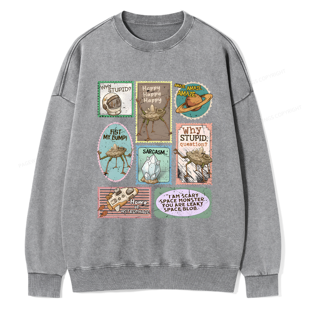 Pagewings Amaze Retro Sci-Fi Unisex Washed Sweatshirt