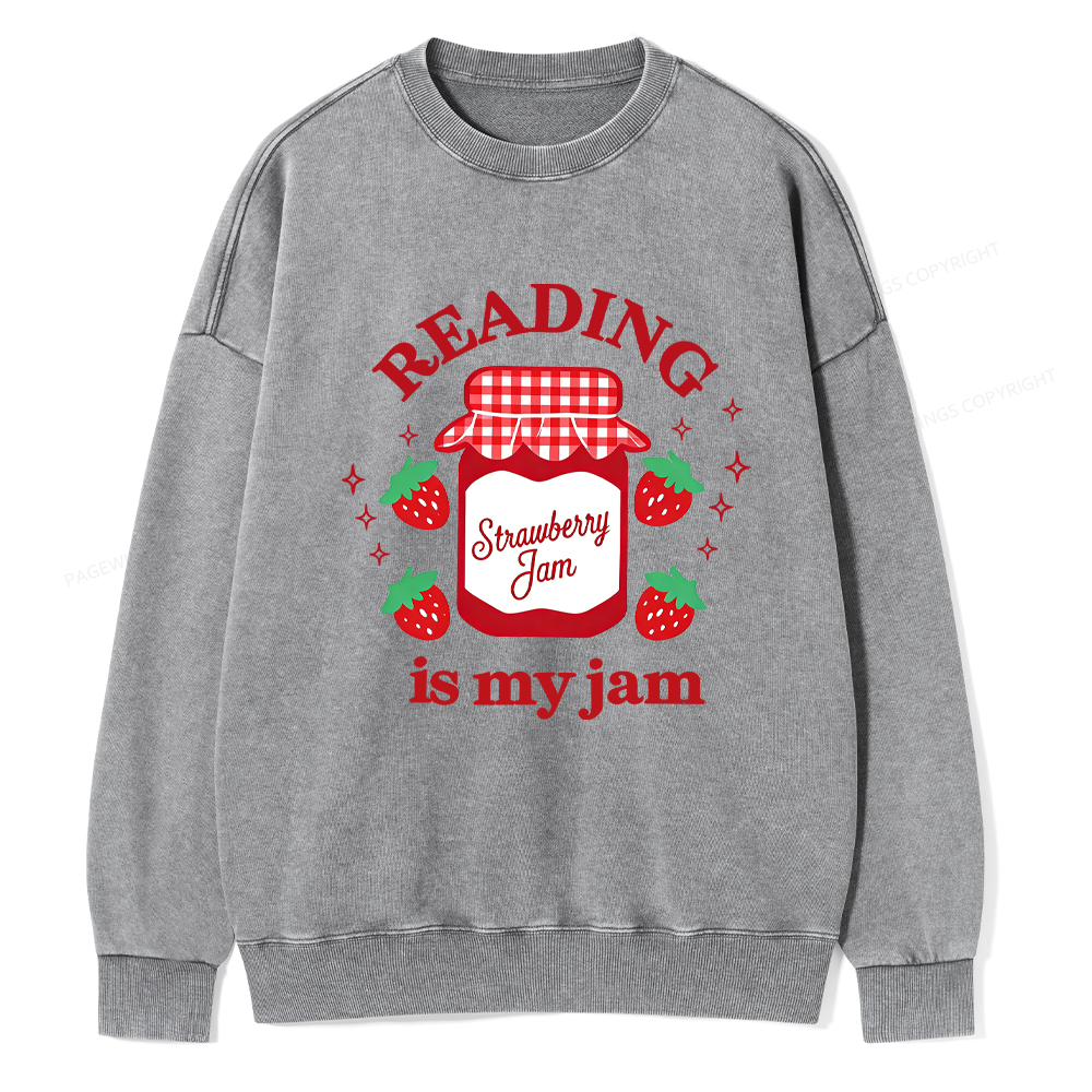 Pagewings Valentines Day Reading is My Jam Unisex Washed Sweatshirt