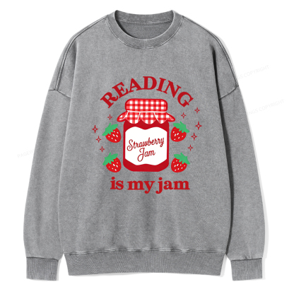 Pagewings Valentines Day Reading is My Jam Unisex Washed Sweatshirt