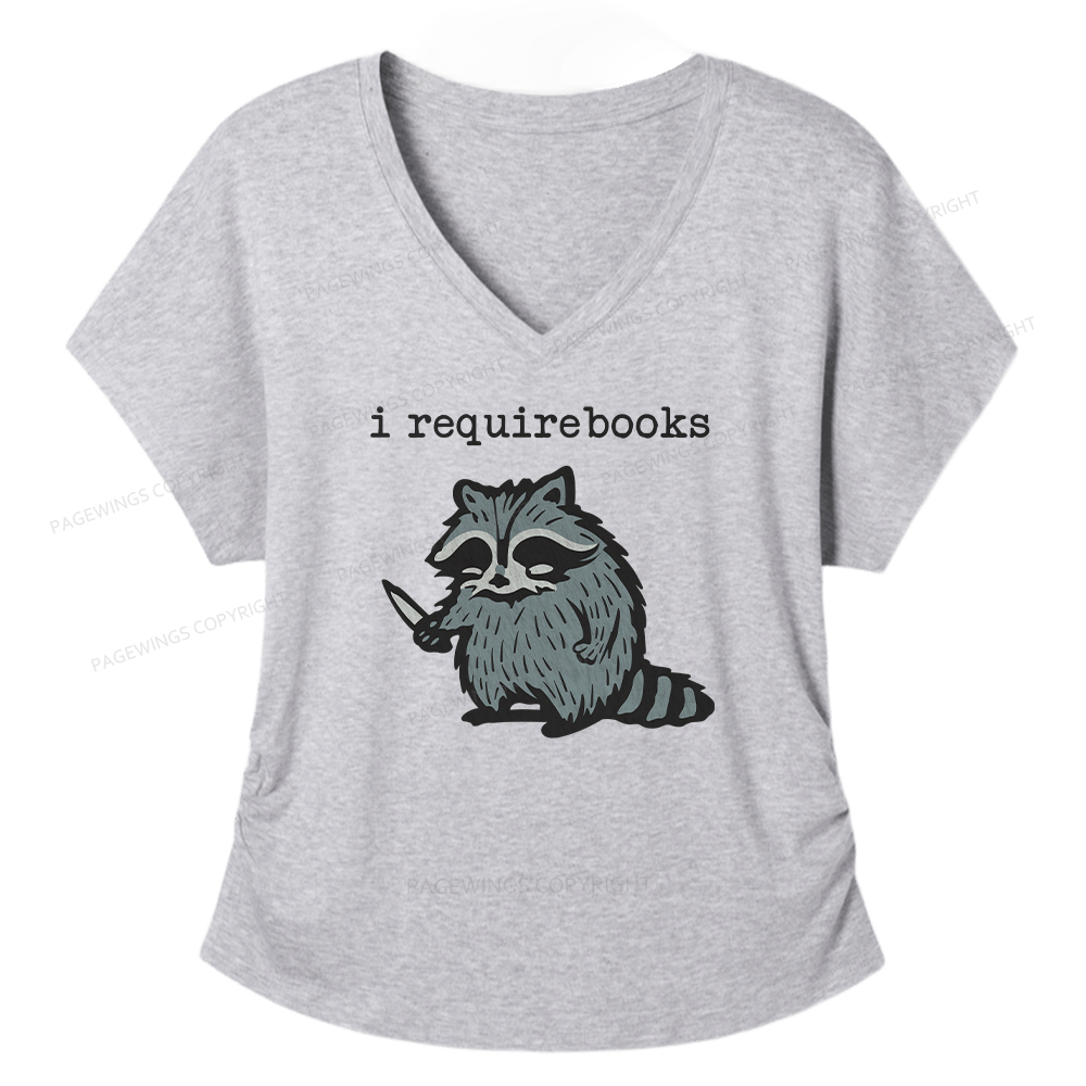 Pagewings I Require Books Soft Women's Modal V-neck T-shirt