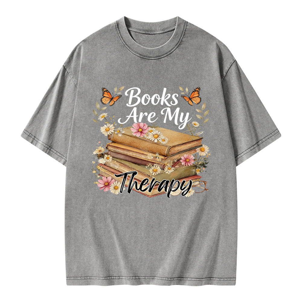Pagewings Books Are My Therapy Unisex Washed T-shirt
