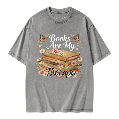 Pagewings Books Are My Therapy Unisex Washed T-shirt