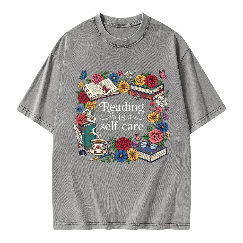 Pagewings Reading Is Self Care Unisex Washed T-shirt